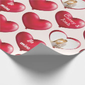 Aangepaste fotogesprek Rode harten Cadeaupapier (Hoek)