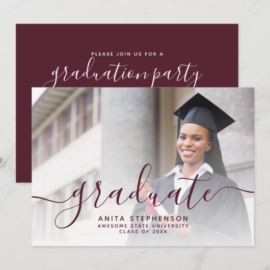 Aangepaste fotograafpartij voor Bourgogne Script Kaart (Voorkant / Achterkant)