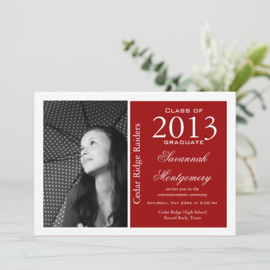 Aangepaste fotografie-aankondigingen rood kaart (Staand voorkant)