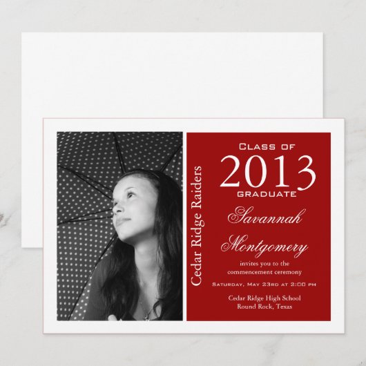 Aangepaste fotografie-aankondigingen rood kaart (Voorkant / Achterkant)