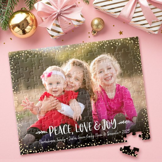 Aangepaste fotografie met joy moderne typografie legpuzzel