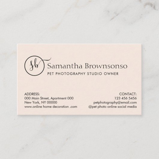 Aangepaste fotografie portret visitekaartje (Voorkant)