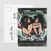 Aangepaste Fotografie romantisch modern Save the D Aankondigingskaart (Voorkant / Achterkant)