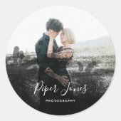 Aangepaste fotografie zwarte Abstracte fotograaf C Ronde Sticker (Voorkant)