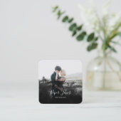 Aangepaste fotografie zwarte Abstracte fotograaf Vierkante Visitekaartje (Staand voorkant)