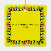 Aangepaste fotogroep lichtgeel keramisch ornament (Achterkant)