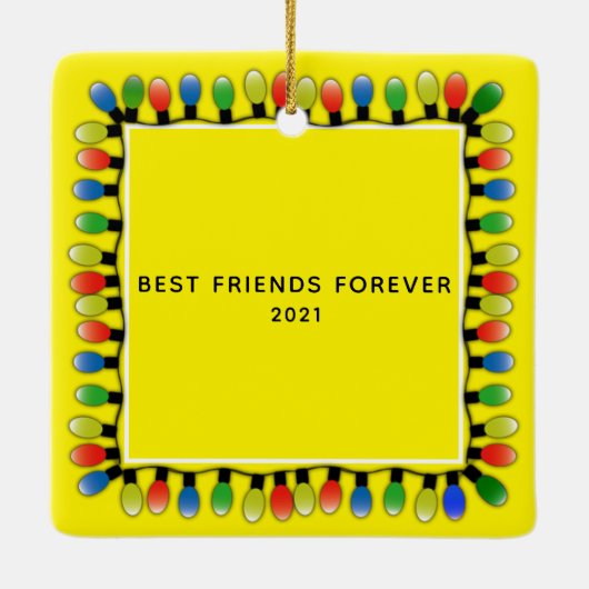 Aangepaste fotogroep lichtgeel keramisch ornament (Achterkant)