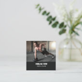 Aangepaste fotogymzaal grijs vierkante visitekaartje (Staand voorkant)