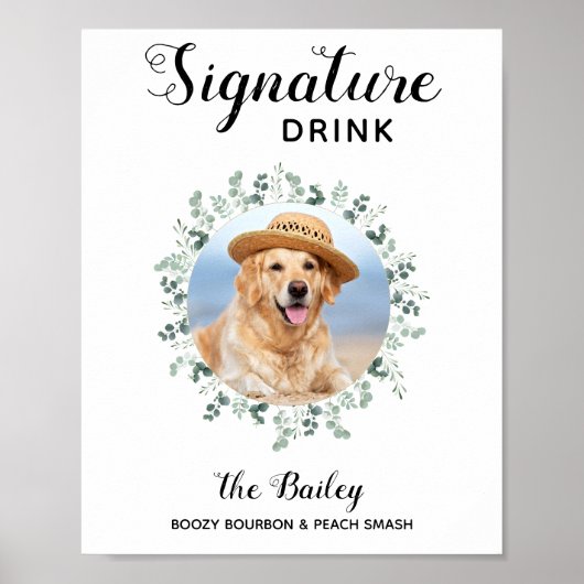 Aangepaste fotohandtekening Drinken Pet Wedding Poster (Voorkant)