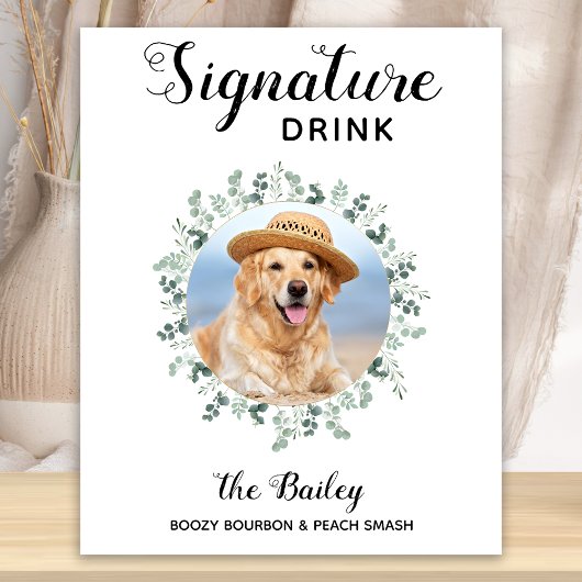 Aangepaste fotohandtekening Drinken Pet Wedding Poster