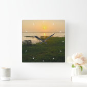 Aangepaste Fotoherinneringen Eenvoudig Modern Vier Vierkante Klok (Huis)