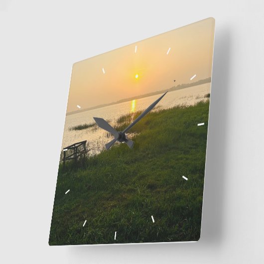 Aangepaste Fotoherinneringen Eenvoudig Modern Vier Vierkante Klok (Hoek)