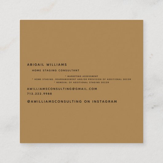 Aangepaste fotohomepage vierkante visitekaartje (Achterkant)