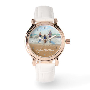 Aangepaste fotohorloge cadeau met uw foto's en tek horloge