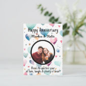 Aangepaste fotohuwelijksverjaardag  briefkaart (Staand voorkant)