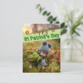 Aangepaste fotokaart St Patrick's Day Cute Shamroc Feestdagenkaart (Staand voorkant)