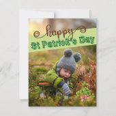 Aangepaste fotokaart St Patrick's Day Cute Shamroc Feestdagenkaart (Voorkant)