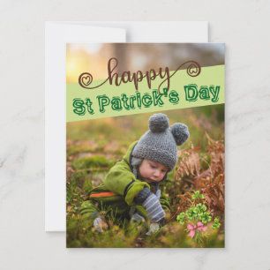Aangepaste fotokaart St Patrick's Day Cute Shamroc Feestdagenkaart