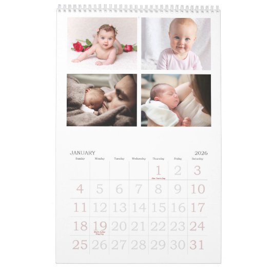 Aangepaste fotokalender | 4 afbeelding maand per j kalender (Jan 2026)