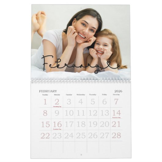 Aangepaste fotokalender, bewerkbare agenda kalender (Feb 2026)