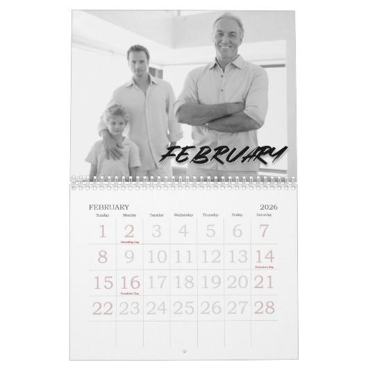 Aangepaste fotokalender, bewerkbare agenda kalender (Feb 2026)
