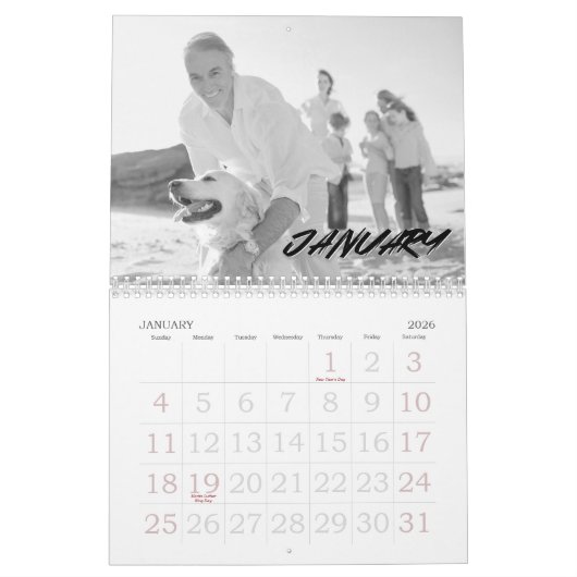 Aangepaste fotokalender, bewerkbare agenda kalender (Jan 2026)