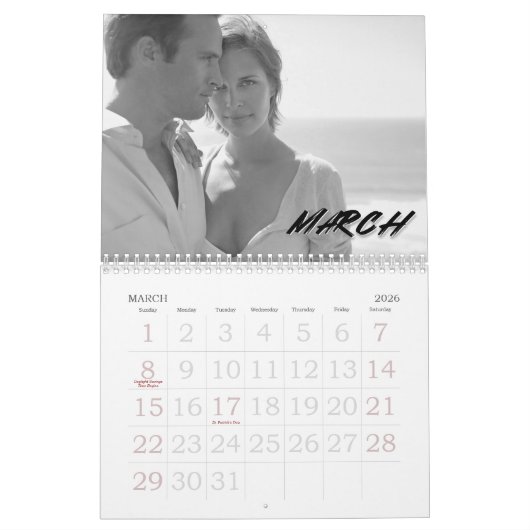 Aangepaste fotokalender, bewerkbare agenda kalender (Mar 2026)