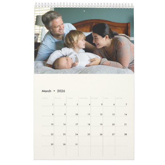 Aangepaste fotokalender Eenvoudige Creëer Kalender (Mar 2026)