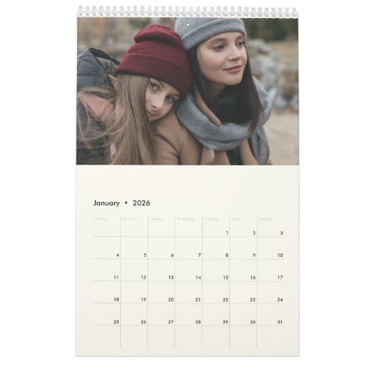 Aangepaste fotokalender Eenvoudige Creëer Kalender (Jan 2026)