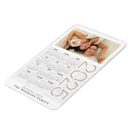 Aangepaste Fotokalender Magneet Neutraal Wit Hout (Linkerzijde)