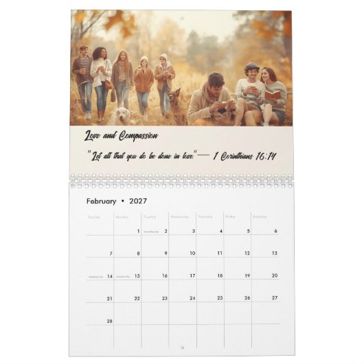 Aangepaste fotokalender met Bijbelverzen Kalender (Feb 2027)
