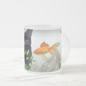 Aangepaste fotokat peerin vistank matglas koffiemok (Voorkant rechts)