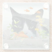 Aangepaste fotokat peering in vistankwun glazen onderzetter (Achterkant)