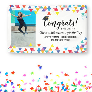 Aangepaste fotokleurige Graduation Party Spandoek