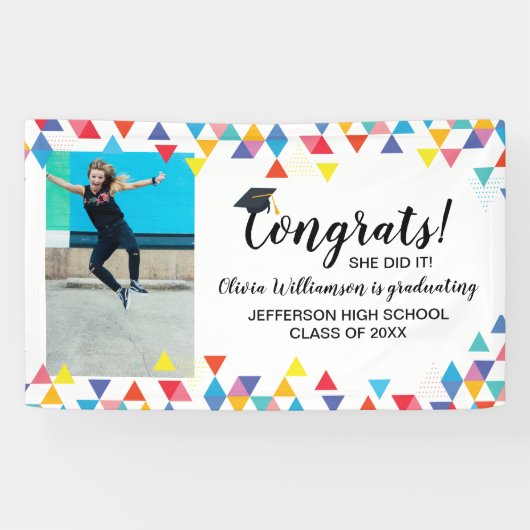 Aangepaste fotokleurige Graduation Party Spandoek (Horizontaal)