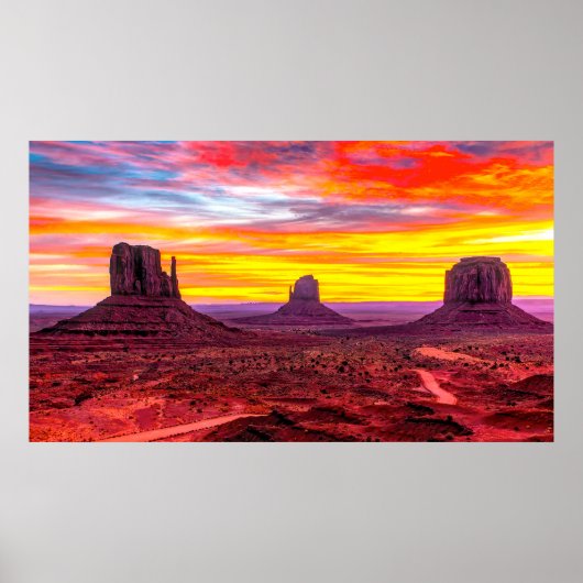 Aangepaste fotokleurige zonnemonument Valley Utah Poster (Voorkant)