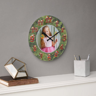 Aangepaste fotoklok | Cadeau voor Kerstmis Grote Klok