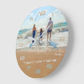 Aangepaste fotoklok met uw foto's en tekst grote klok (Hoek)