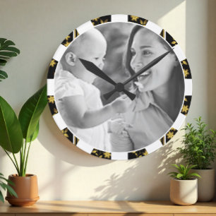 Aangepaste Fotoklok, personaliseren, familie, eleg Ronde Klok