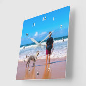 Aangepaste fotoklok - Uw zomerontwerp met huisdier Vierkante Klok (Hoek)
