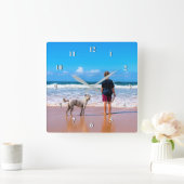 Aangepaste fotoklok - Uw zomerontwerp met huisdier Vierkante Klok (Huis)