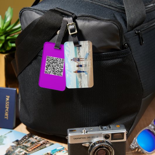 Aangepaste fotokofferlabelcadeau met uw QR-code Bagagelabel (Voorkant /achterkant)
