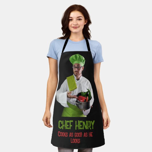 Aangepaste fotokok schort (Gedragen)