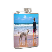 Aangepaste fotokolf met uw huisdier foto's en teks heupfles (Rechts)