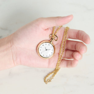 Aangepaste Fotokunst Vrouwen Goud Ketting Horloge
