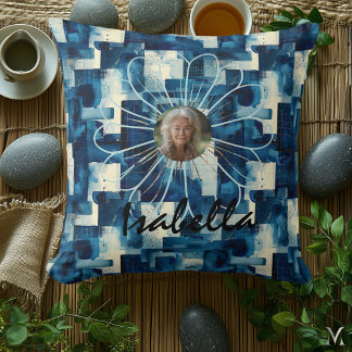 Aangepaste fotokussen met Lijsten en Abstract blau Kussen