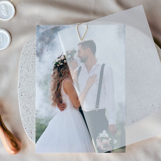 Aangepaste Fotolaag voor Vellum Wedding Kaart