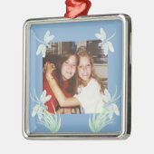 Aangepaste fotolibellen, blauwe groene Waterverf M Metalen Ornament (Links)