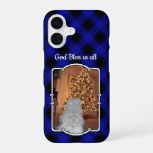 Aangepaste fotolijst Klassiek blauw en zwart gerui iPhone 16 Hoesje