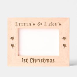 Aangepaste fotolijst, Tweeling 1e Kerstmis, 18 x 1 Gegraveerde Lijstjes